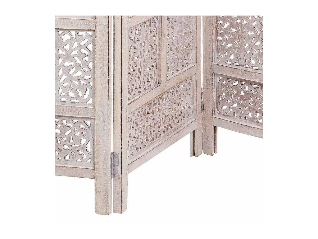 Biombo de madeira artesanal branco 50(x4)x2x180