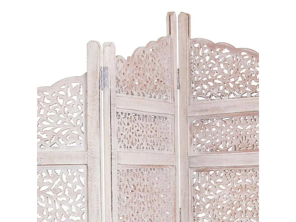 Biombo de madeira artesanal branco 50(x4)x2x180