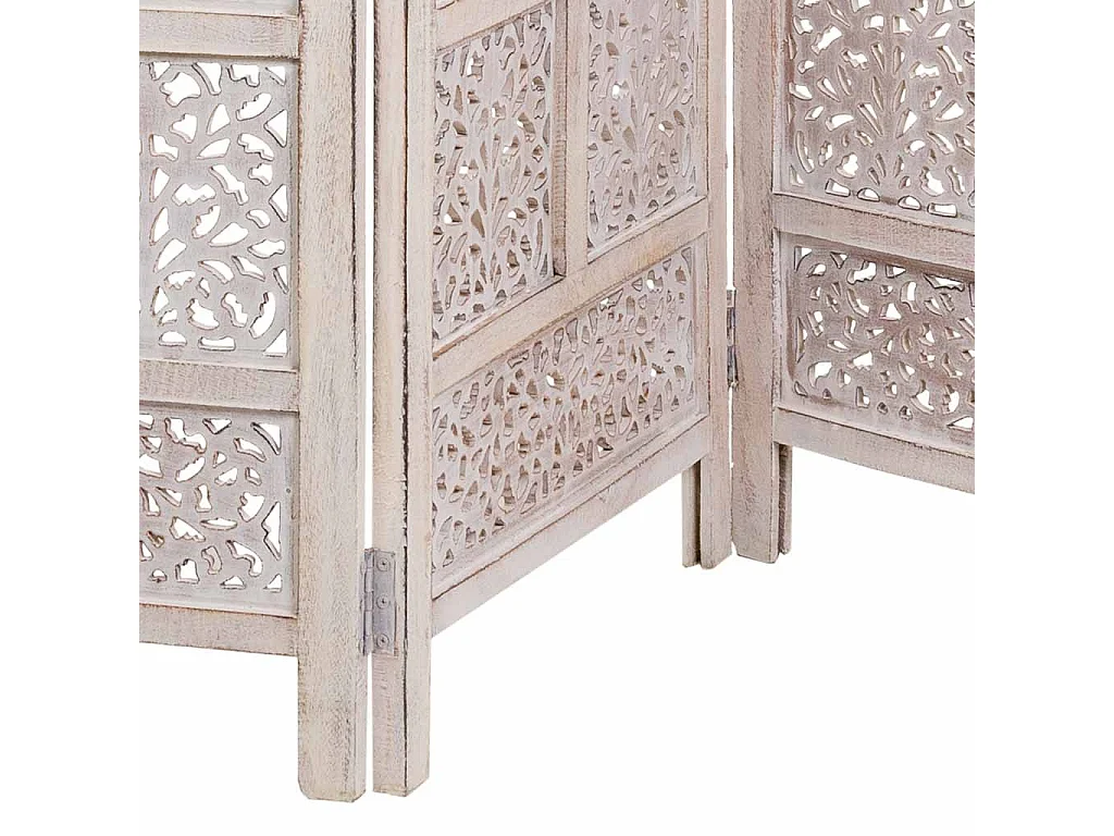 Biombo de madeira artesanal branco 50(x4)x2x180