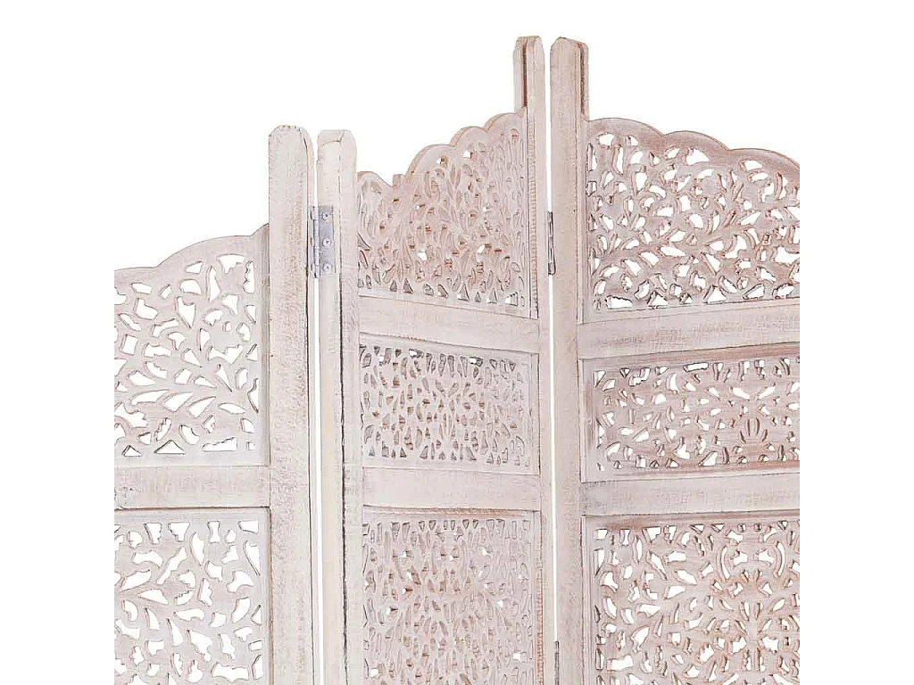 Paravento in legno bianco fatto a mano 50(x4)x2x180h