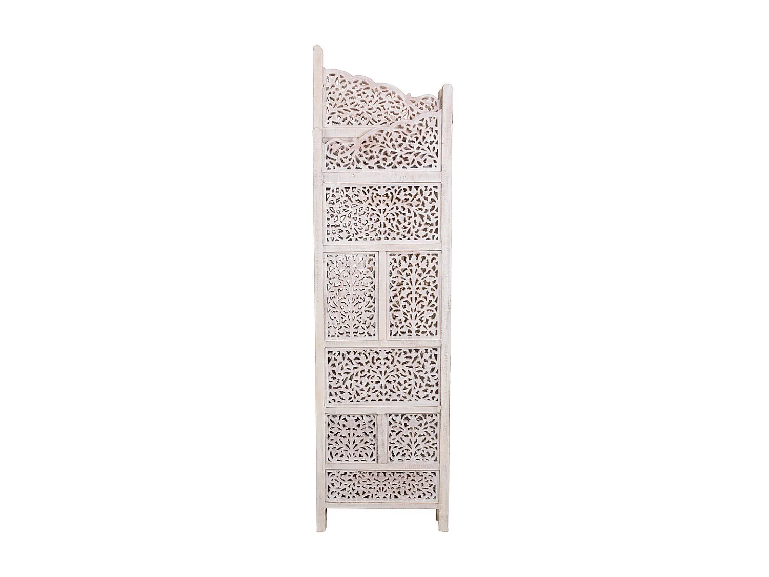 Paravento in legno bianco fatto a mano 50(x4)x2x180h