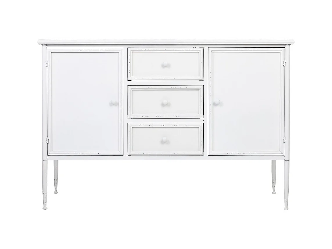 Aparador metálico branco com 2 portas e 3 gavetas 120x41x80h cm