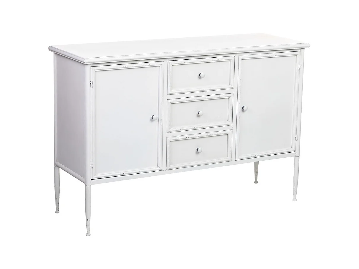 Aparador metálico branco com 2 portas e 3 gavetas 120x41x80h cm