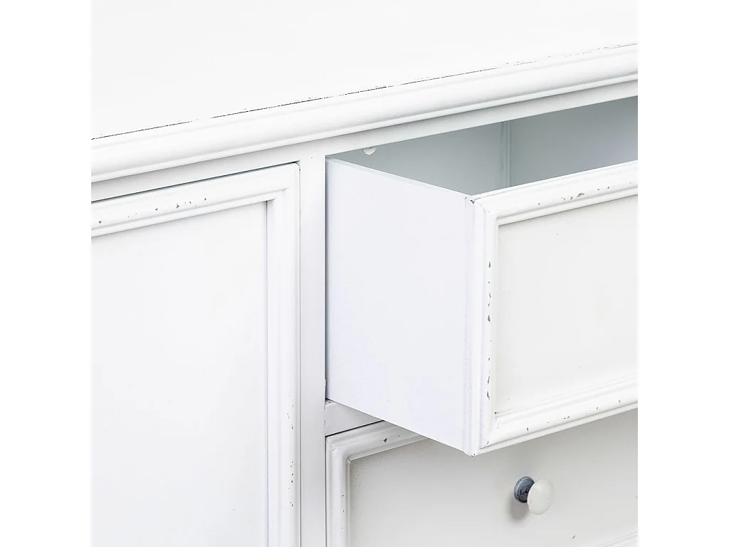 Aparador metálico branco com 2 portas e 3 gavetas 120x41x80h cm