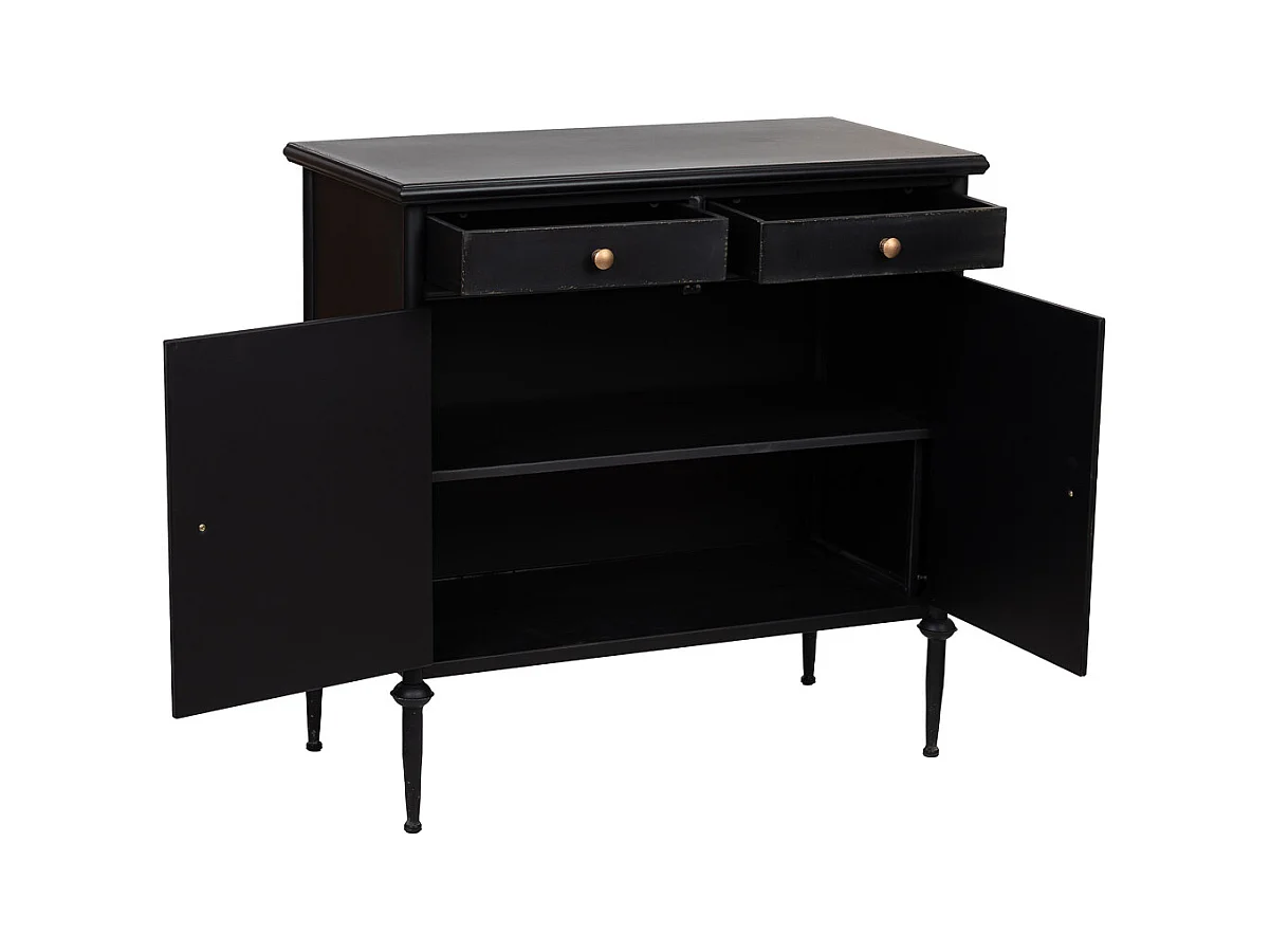 Buffet 2 portes en métal noir 80x40x80h cm