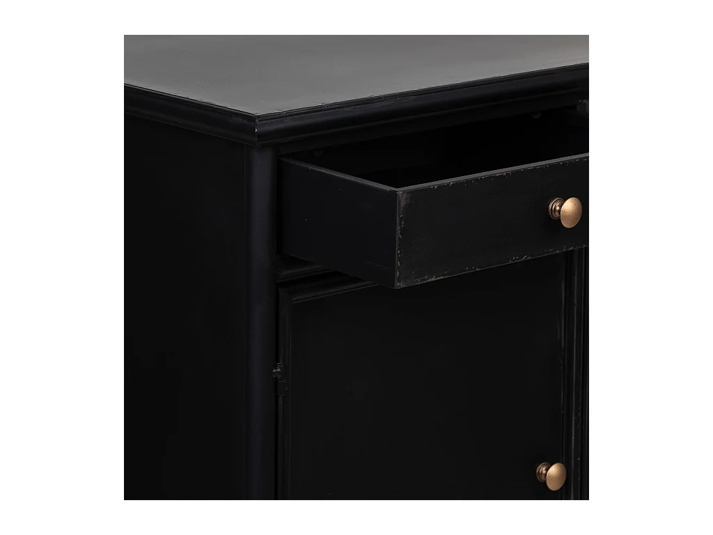 Buffet 2 portes en métal noir 80x40x80h cm