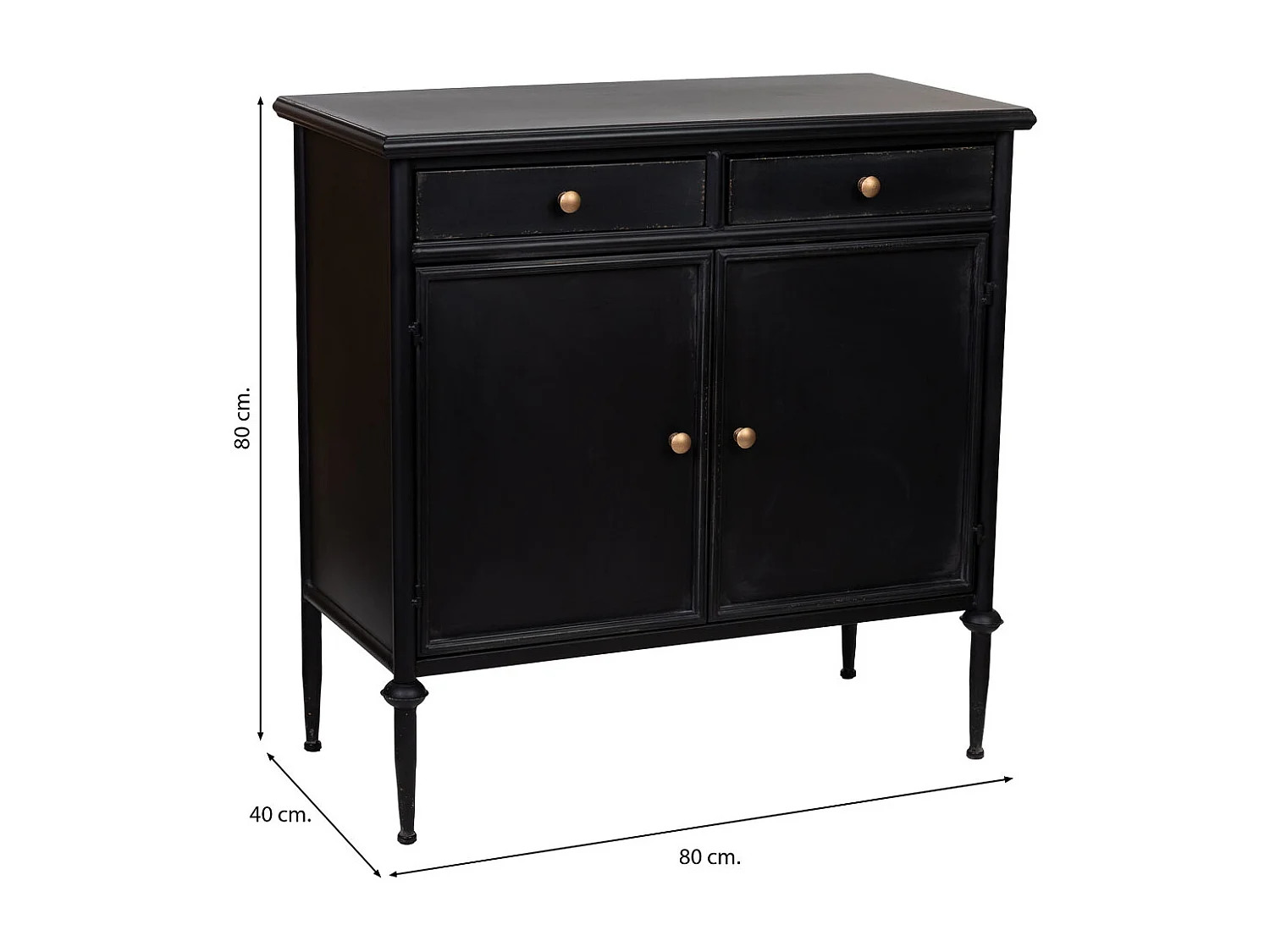 Aparador 2 portas metal preto 80x40x80h cm