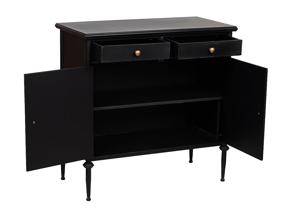 Aparador 2 portas metal preto 80x40x80h cm