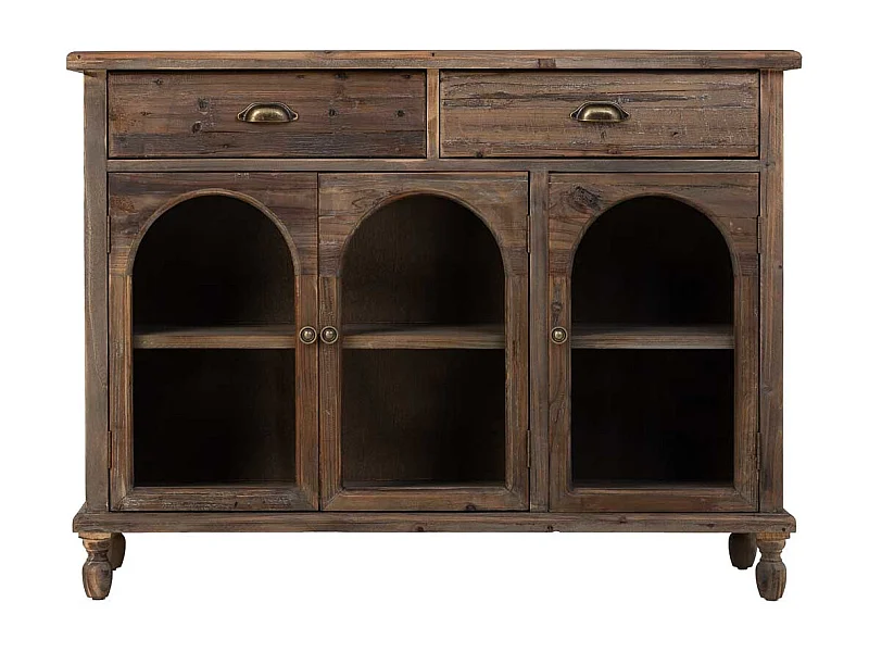 Buffet en bois avec 2 tiroirs et 3 portes 120x38x90h cm