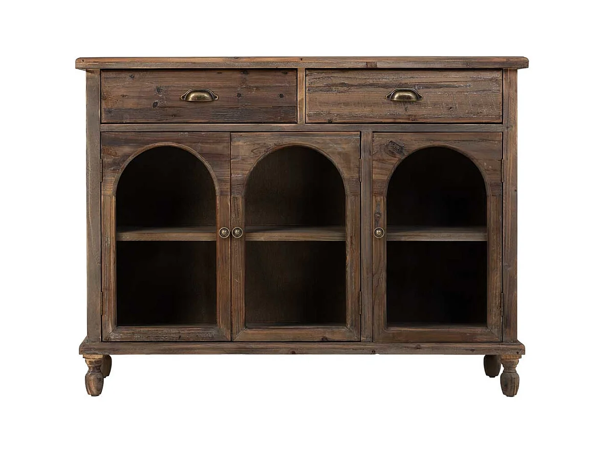 Buffet en bois avec 2 tiroirs et 3 portes 120x38x90h cm