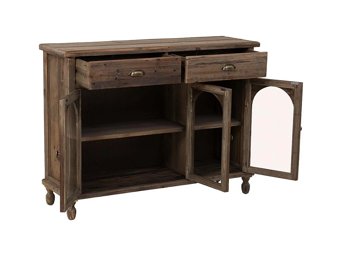 Buffet en bois avec 2 tiroirs et 3 portes 120x38x90h cm