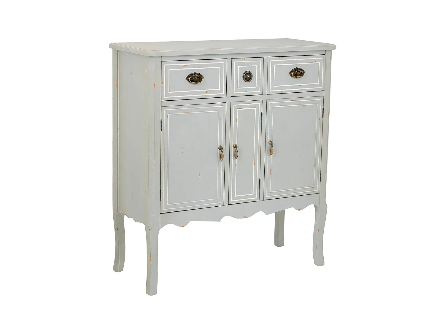 Aparador em madeira com 3 gavetas e 3 portas 90x38x98,5h cm