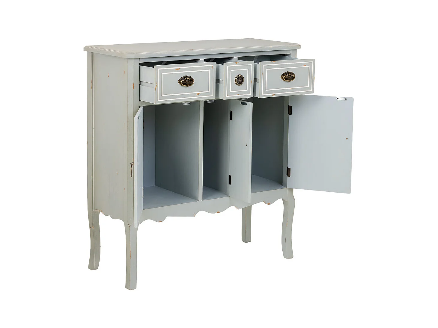 Aparador em madeira com 3 gavetas e 3 portas 90x38x98,5h cm