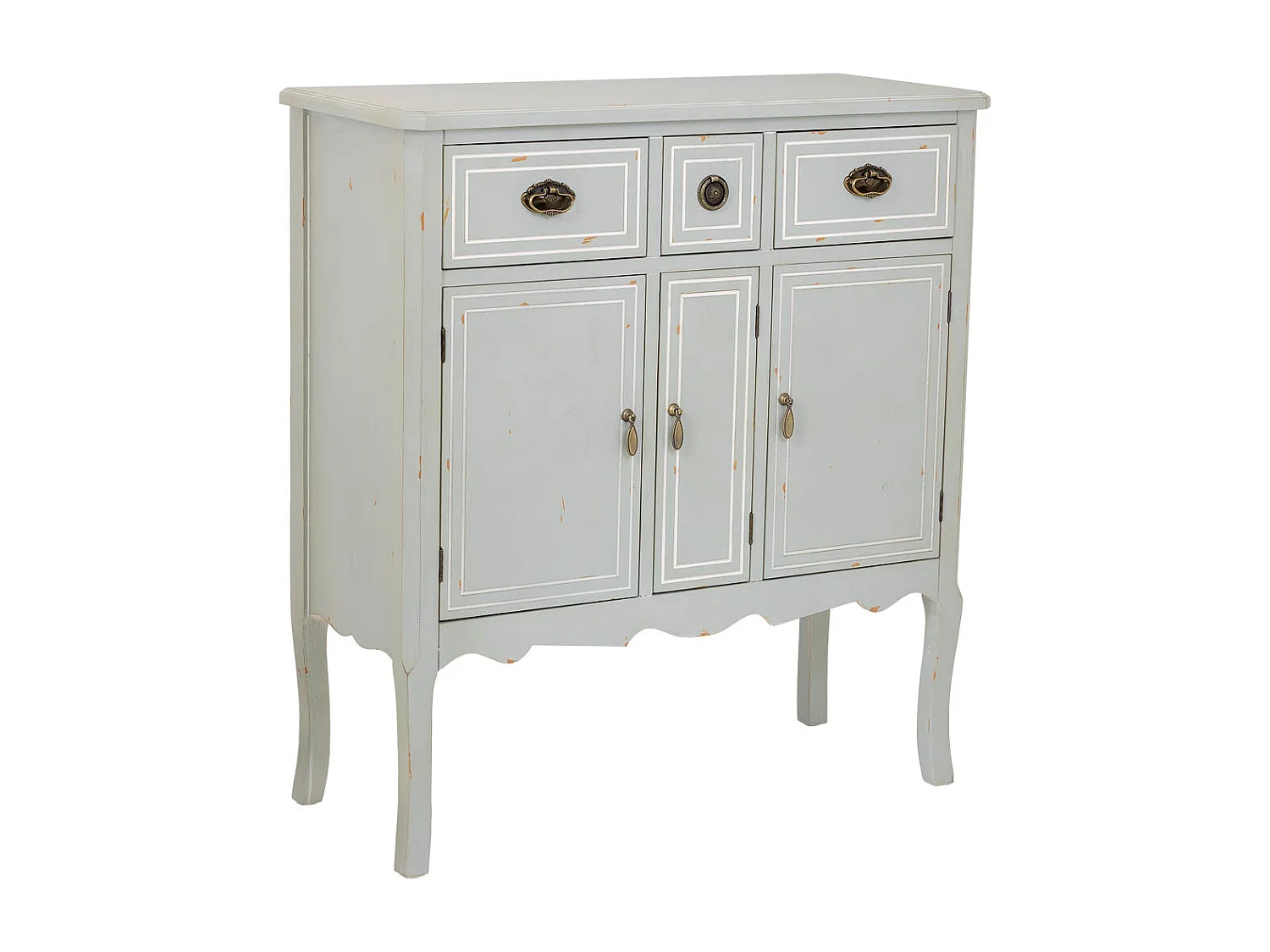 Aparador em madeira com 3 gavetas e 3 portas 90x38x98,5h cm