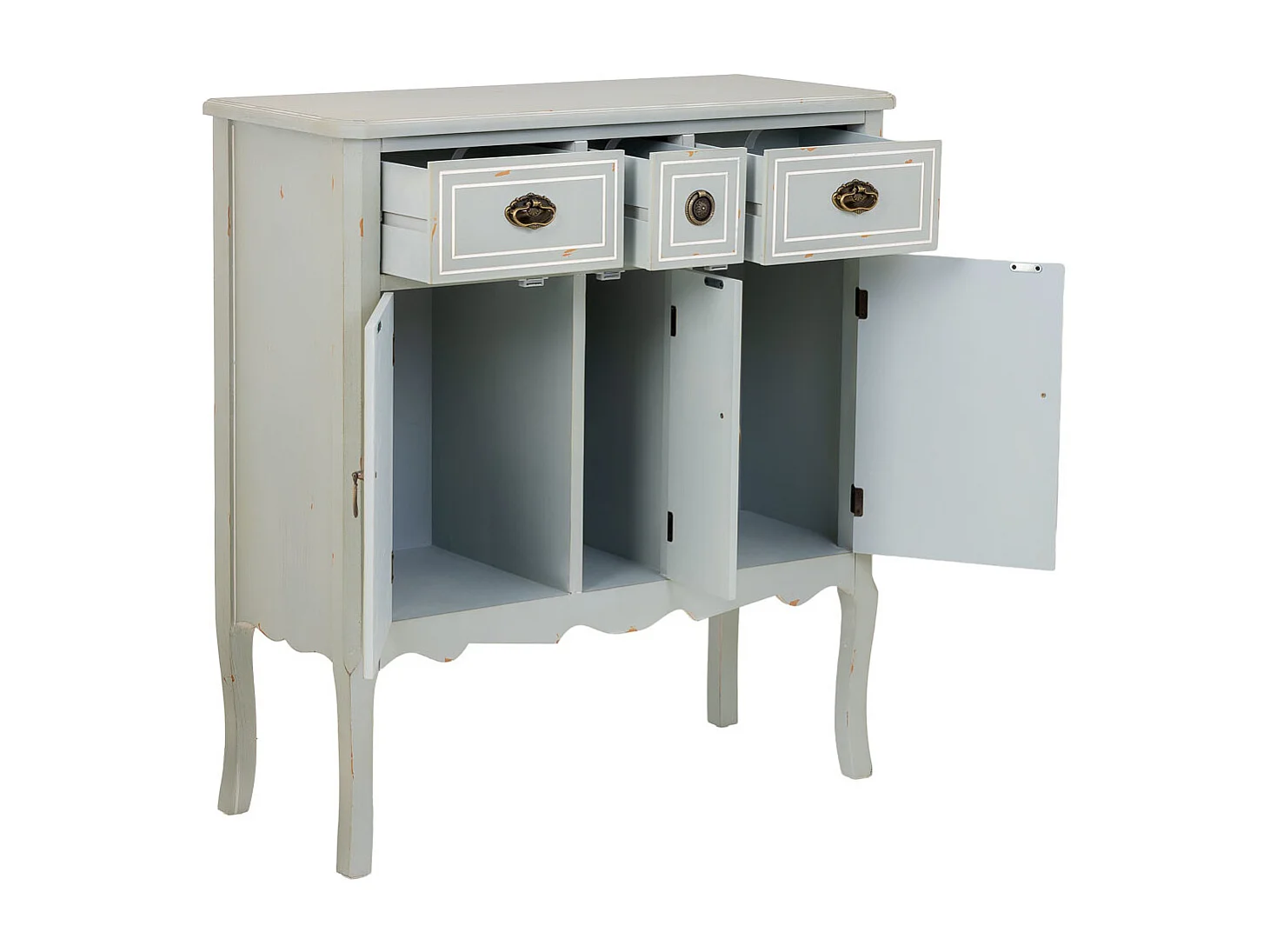 Aparador em madeira com 3 gavetas e 3 portas 90x38x98,5h cm