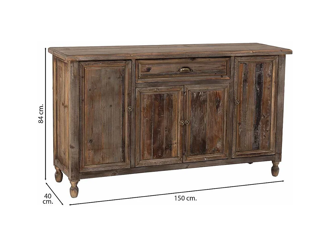 Buffet en bois avec 4 portes et 1 tiroir 150x40x84h cm