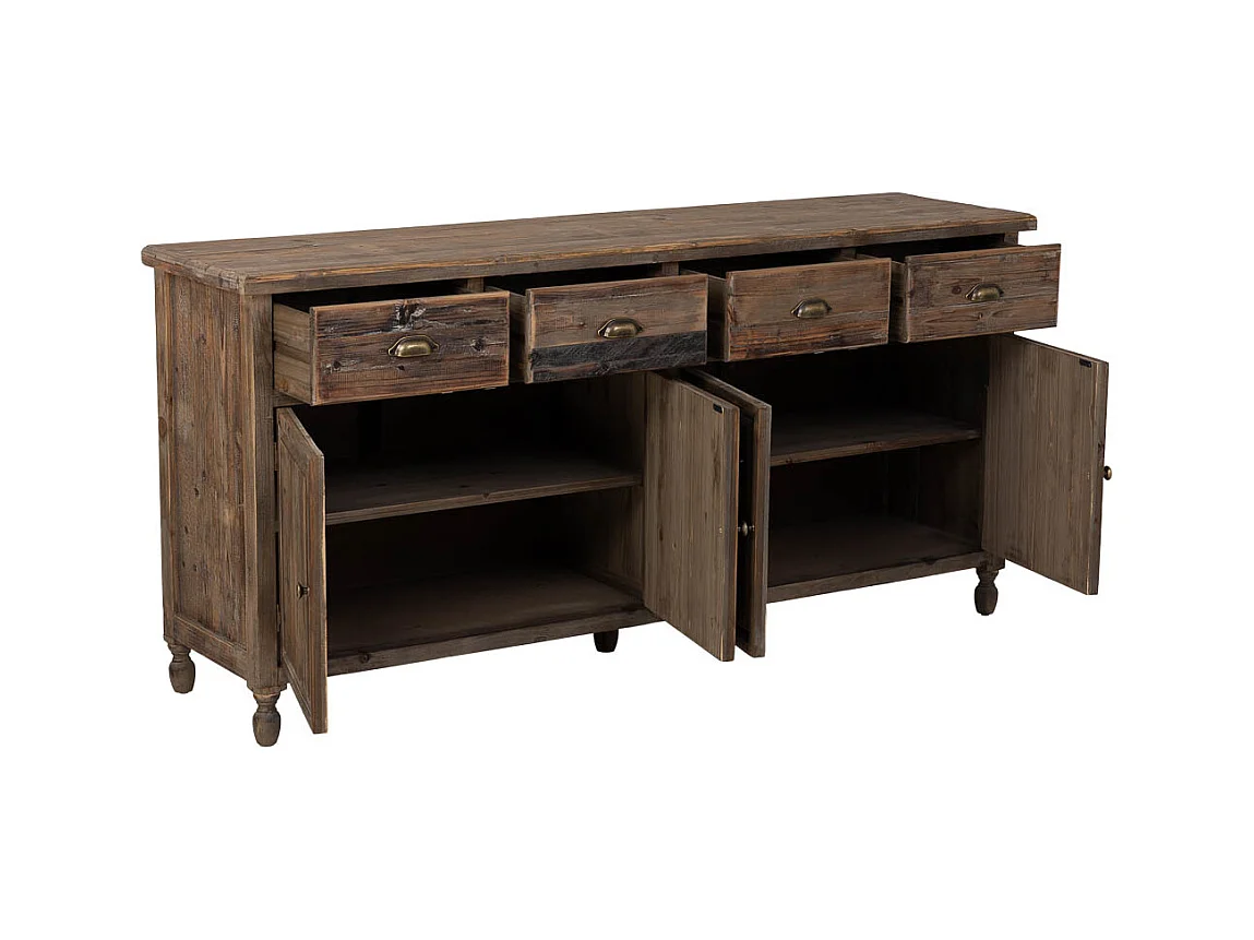 Aparador em madeira com 4 gavetas e 4 portas 180x45x86h cm