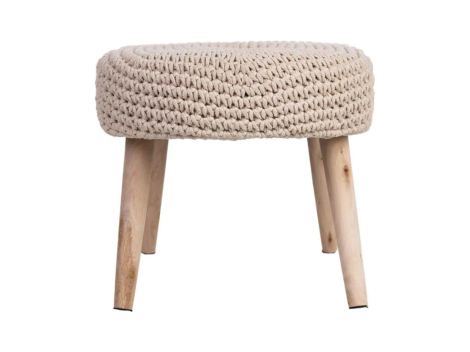 Banco bege em algodão entrançado e madeira 82x43x43h cm
