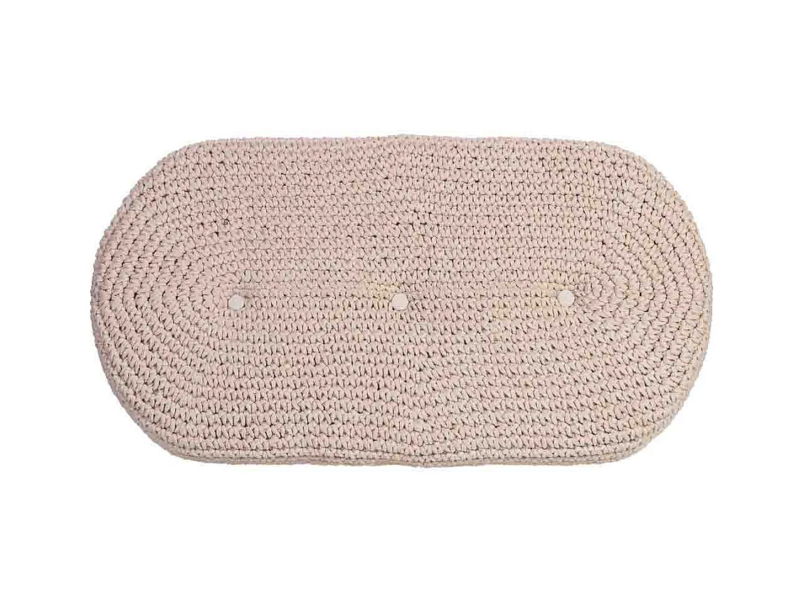 Banco bege em algodão entrançado e madeira 82x43x43h cm