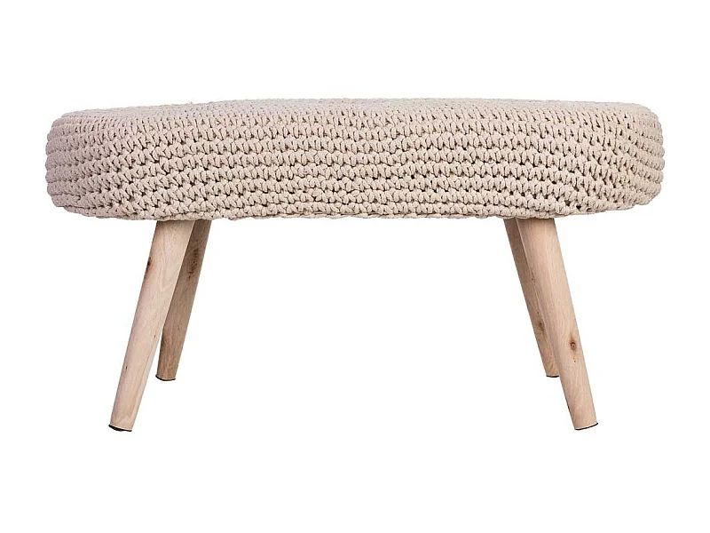 Banqueta de madera y algodón 82x43x43h cm beige
