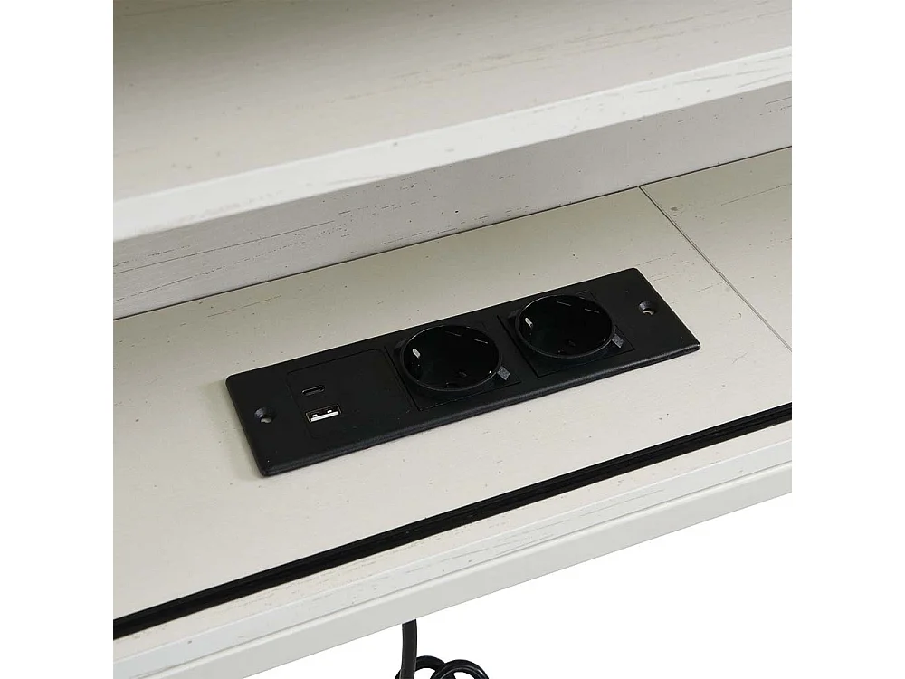 Lit gigogne 90x200 avec plusieurs compartiments de rangement et prises multifonctionnelles fer à repasser couleur blanc