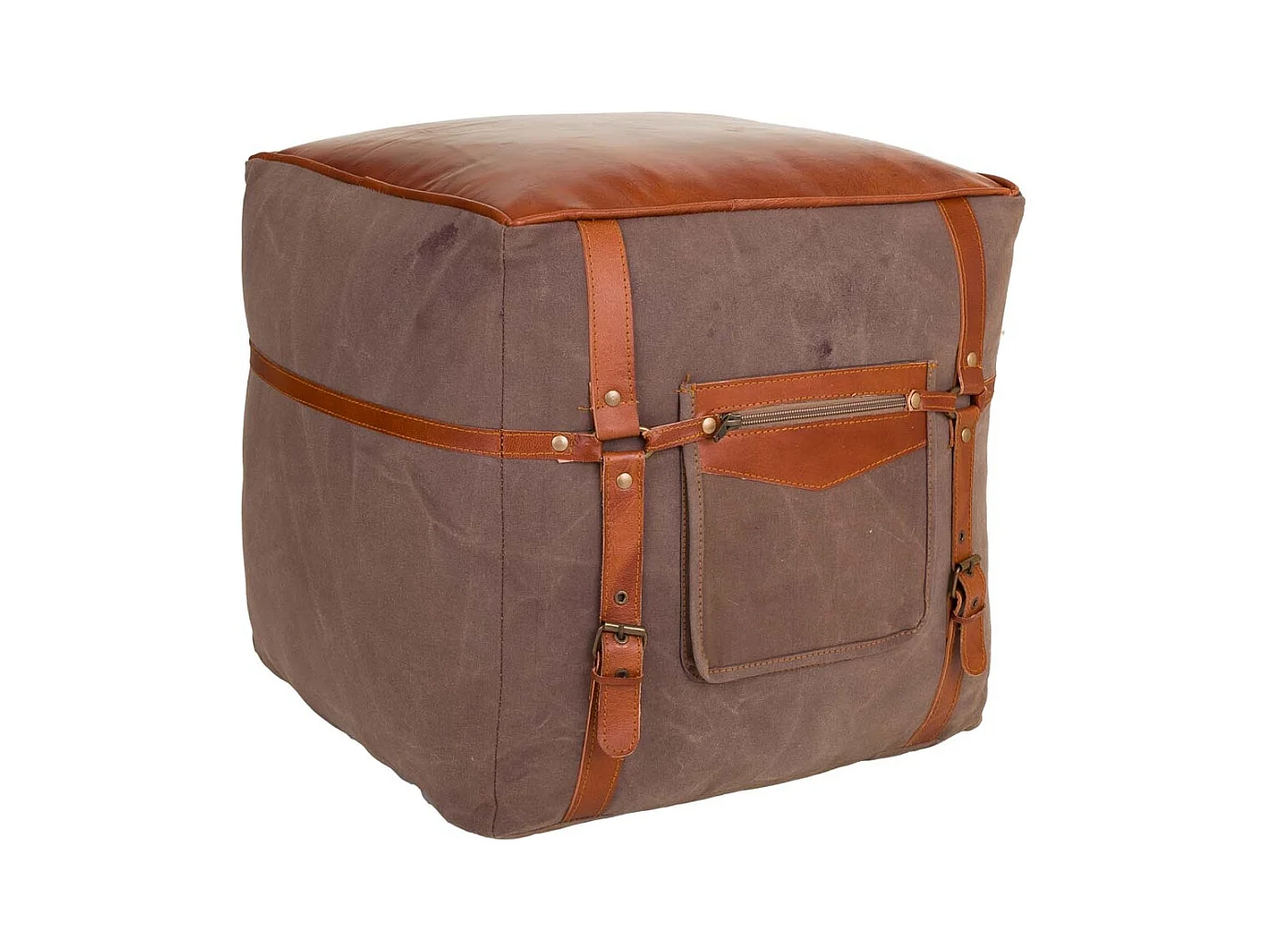 Pouf en cuir 40x40x40h cm