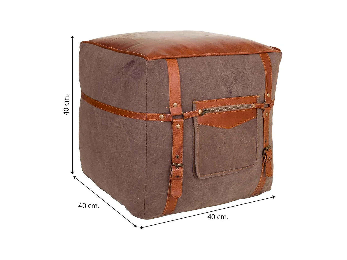 Pouf en cuir 40x40x40h cm