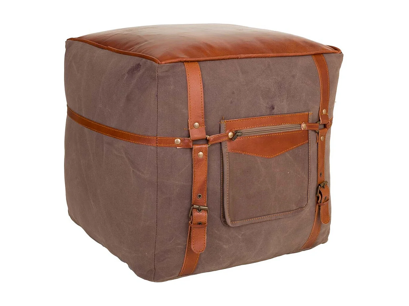 Pufe em pele 40x40x40h cm