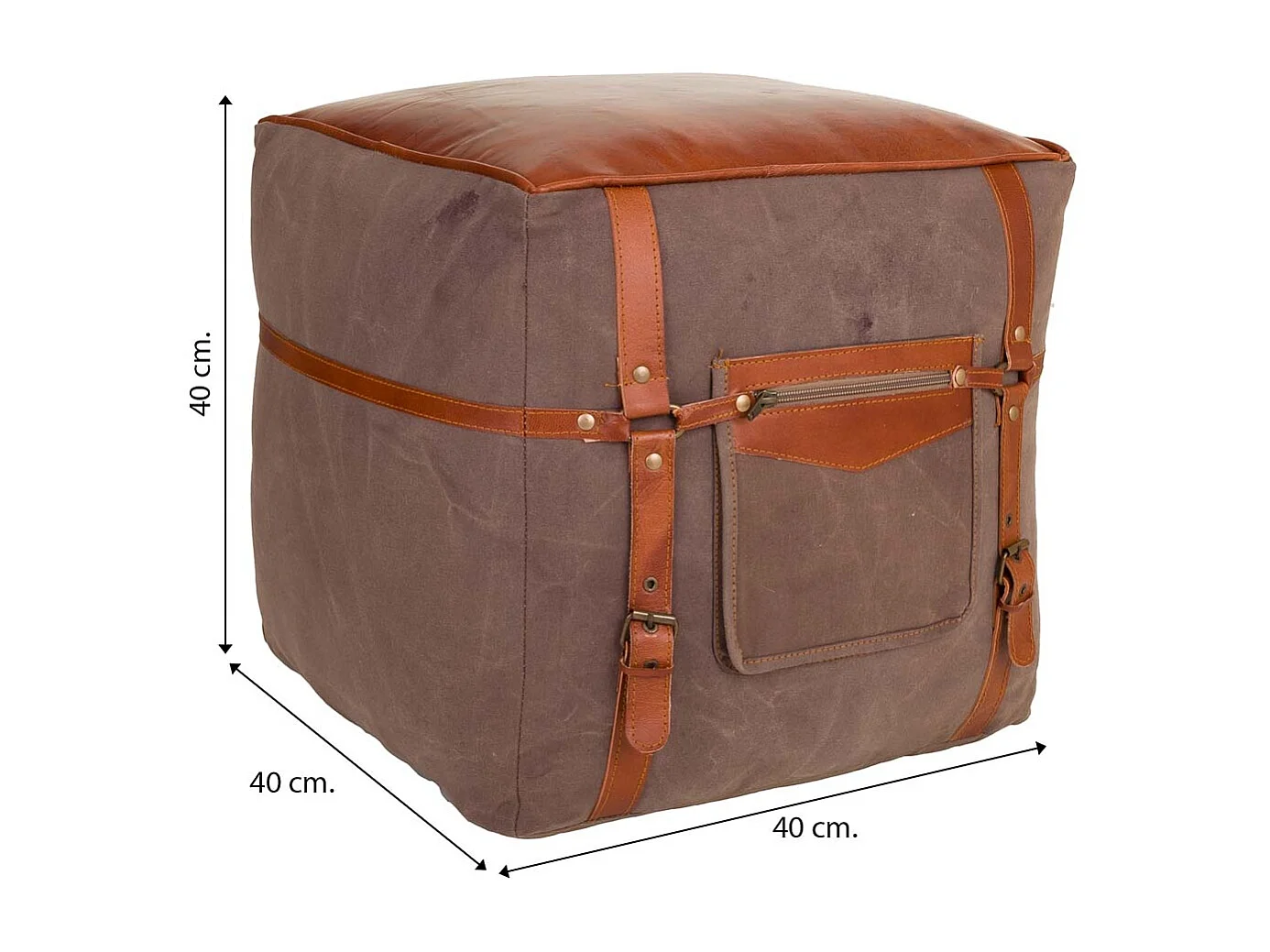 Pufe em pele 40x40x40h cm