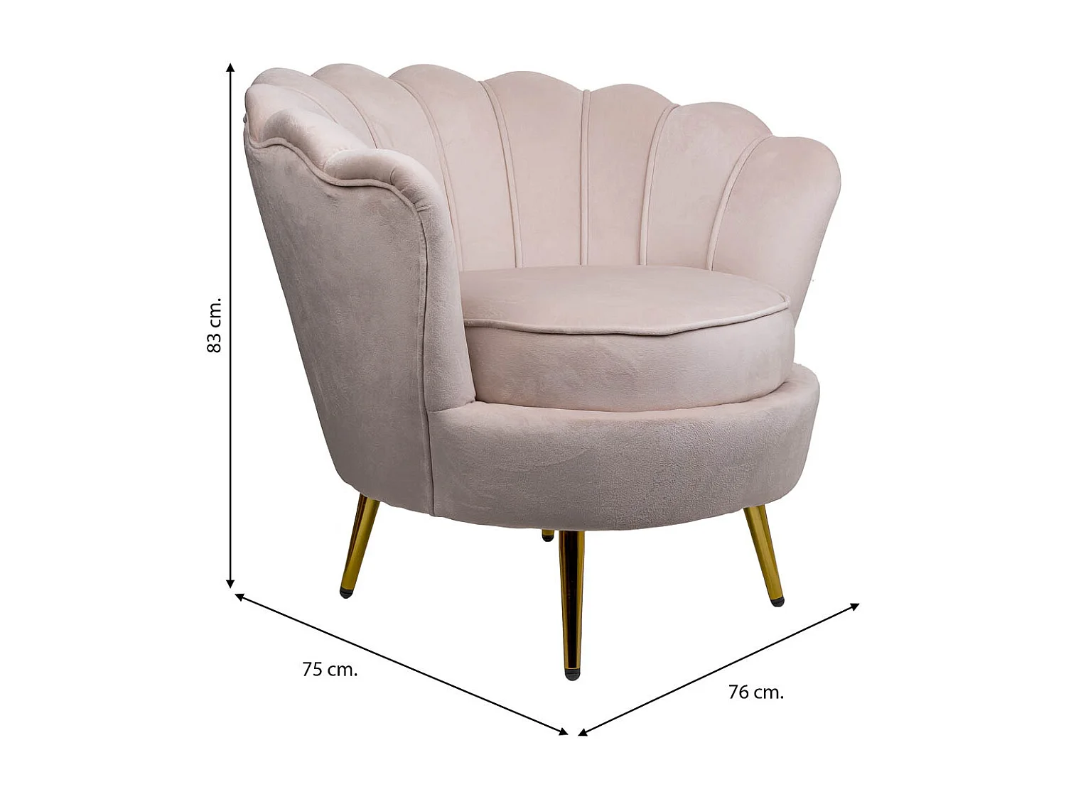 Poltrona de madeira com estofamento creme 76x75x83