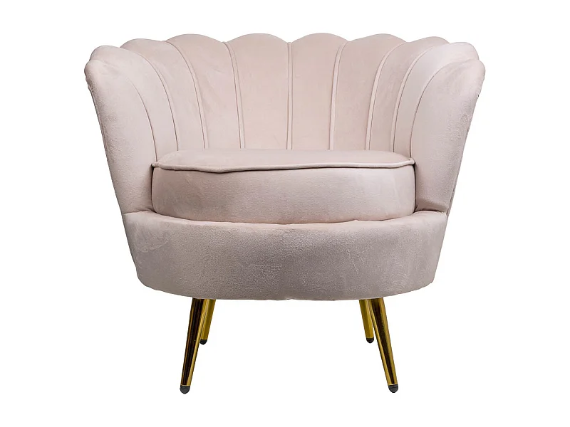 Poltrona de madeira com estofamento creme 76x75x83