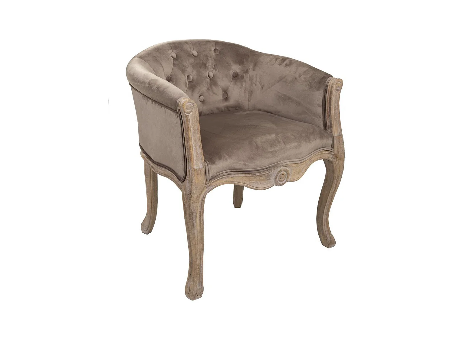 Fauteuil en bois rembourré gris 61x61x71h