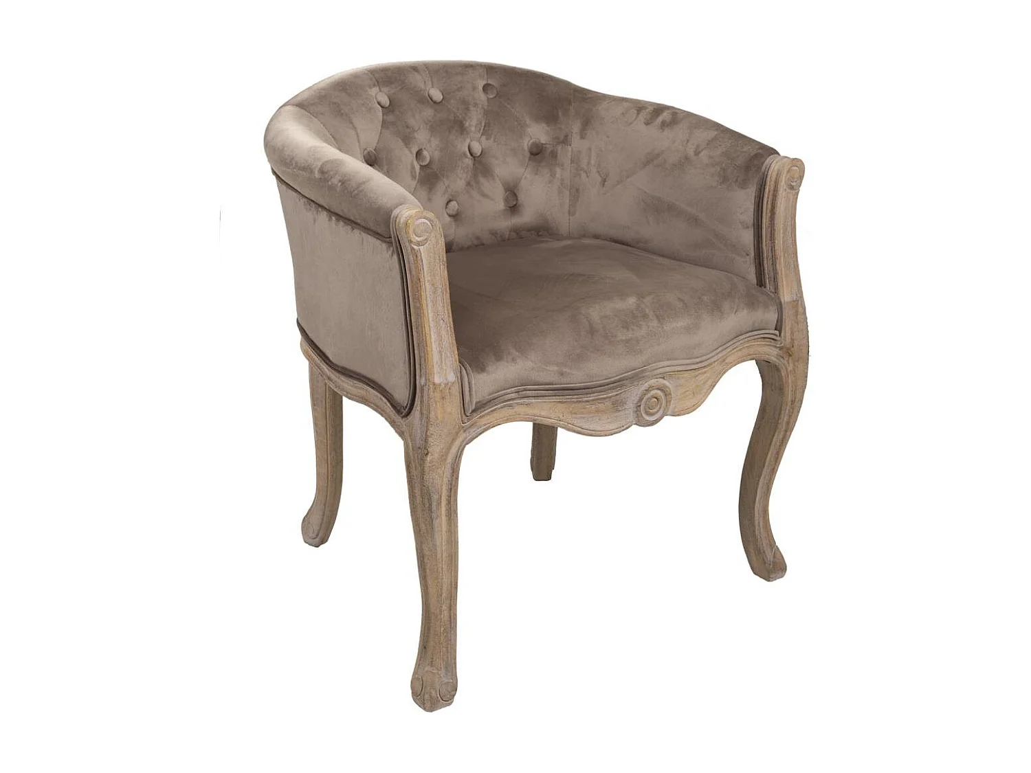 Fauteuil en bois rembourré gris 61x61x71h