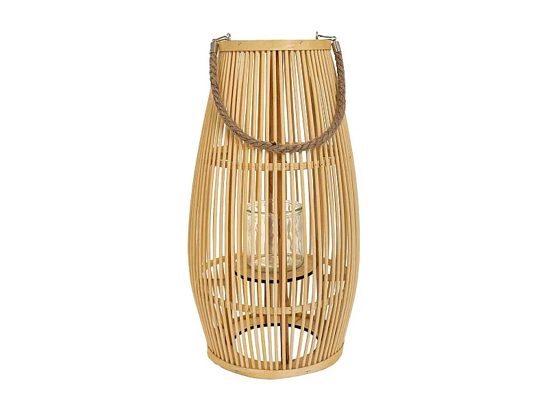 Braune Bambus-Kerzenlaterne D28x51,5h cm