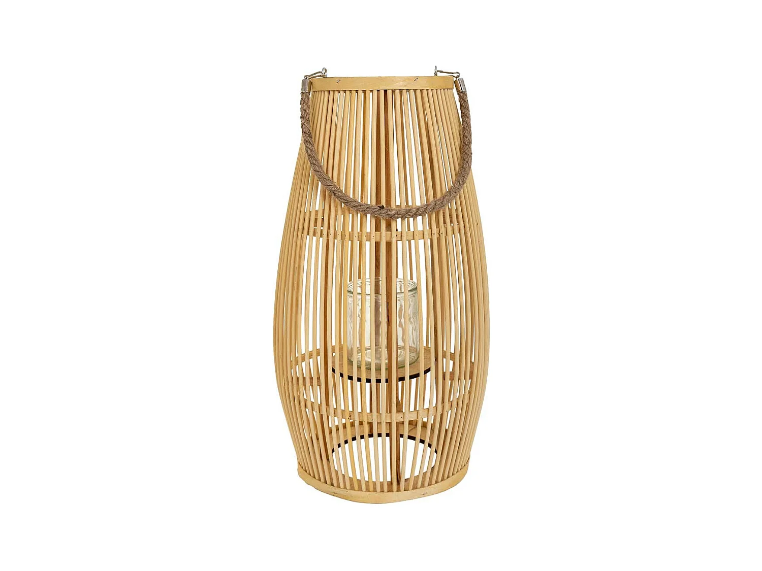 Braune Bambus-Kerzenlaterne D28x51,5h cm