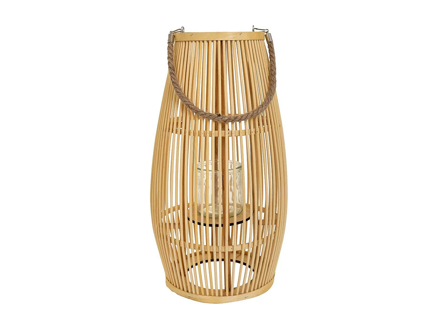 Lanterna portacandele in bambù marrone d28x51,5h