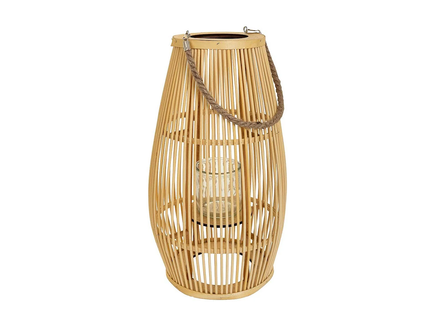 Farol portavelas de bambú marrón d28x51.5