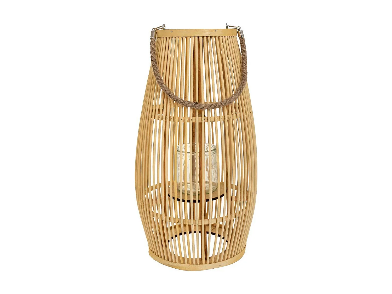 Farol portavelas de bambú marrón d28x51.5