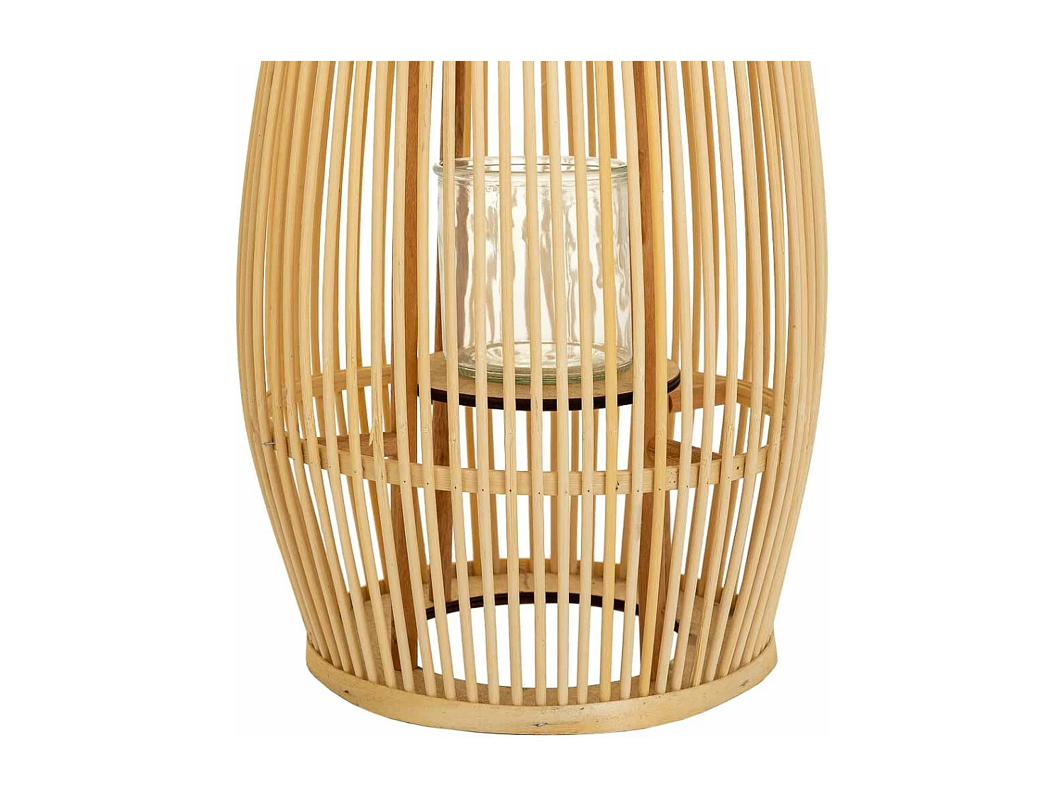 Farol portavelas de bambú marrón d28x51.5