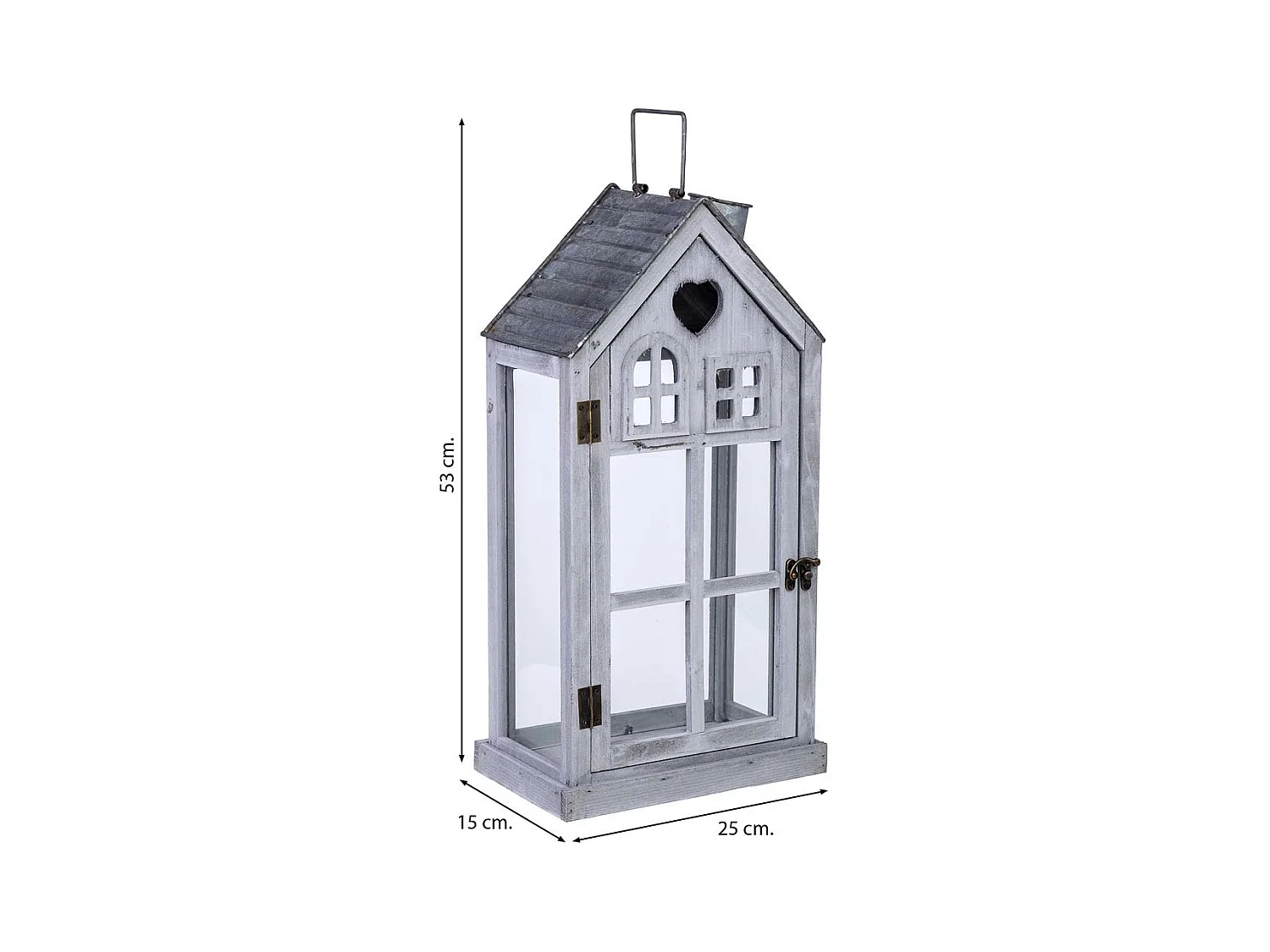 Lanterna de madeira 25x15x53h cm