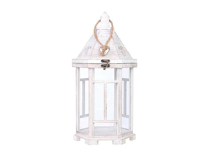 Farol portavelas de madera 22x22x51h cm