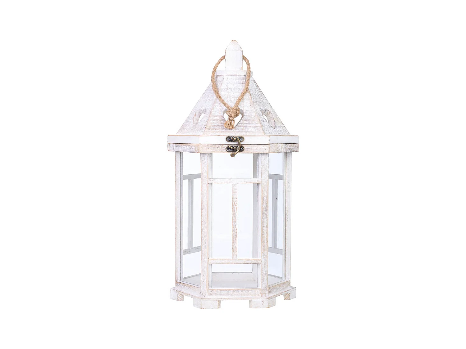 Farol portavelas de madera 22x22x51h cm
