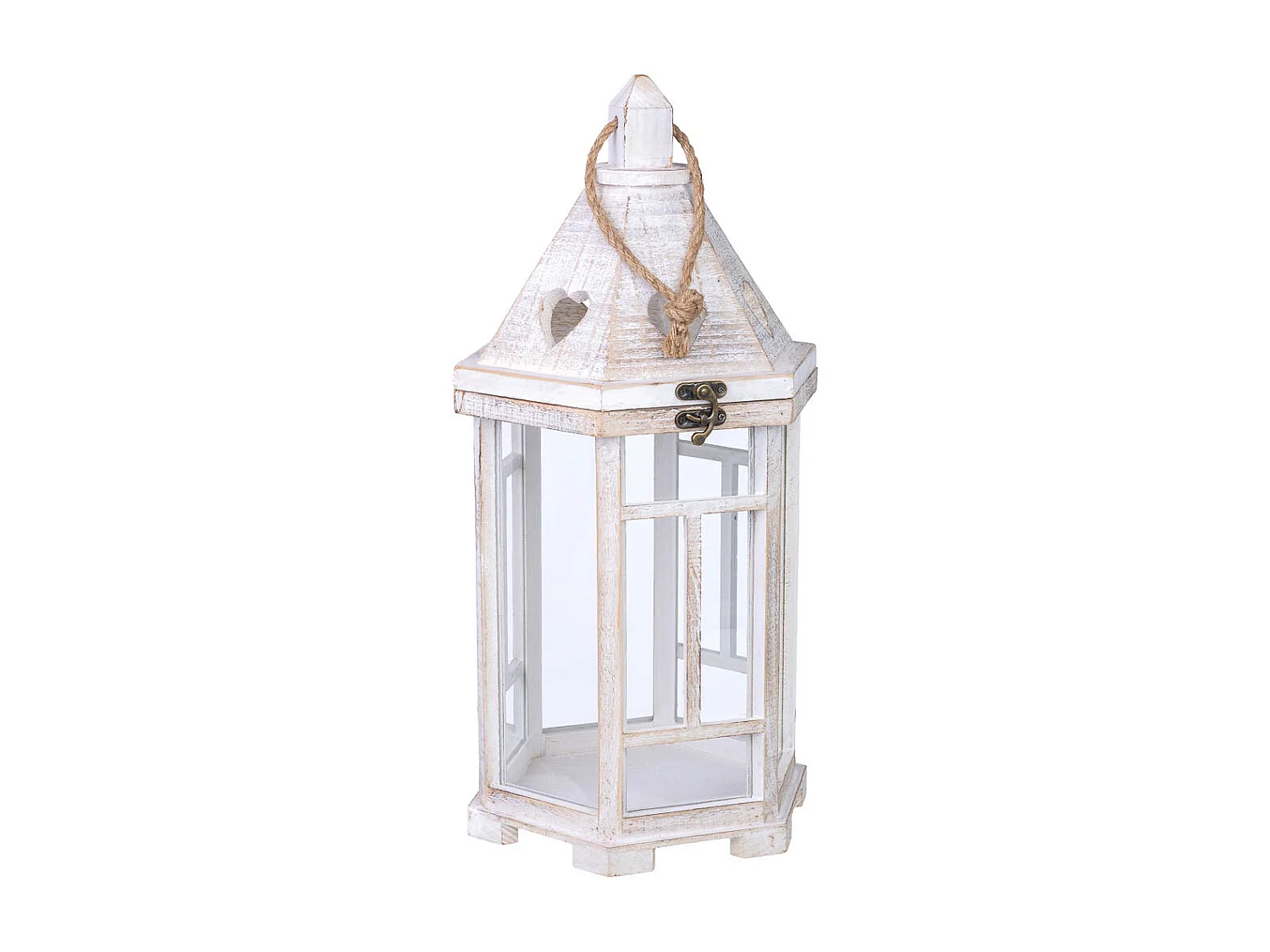 Farol portavelas de madera 22x22x51h cm