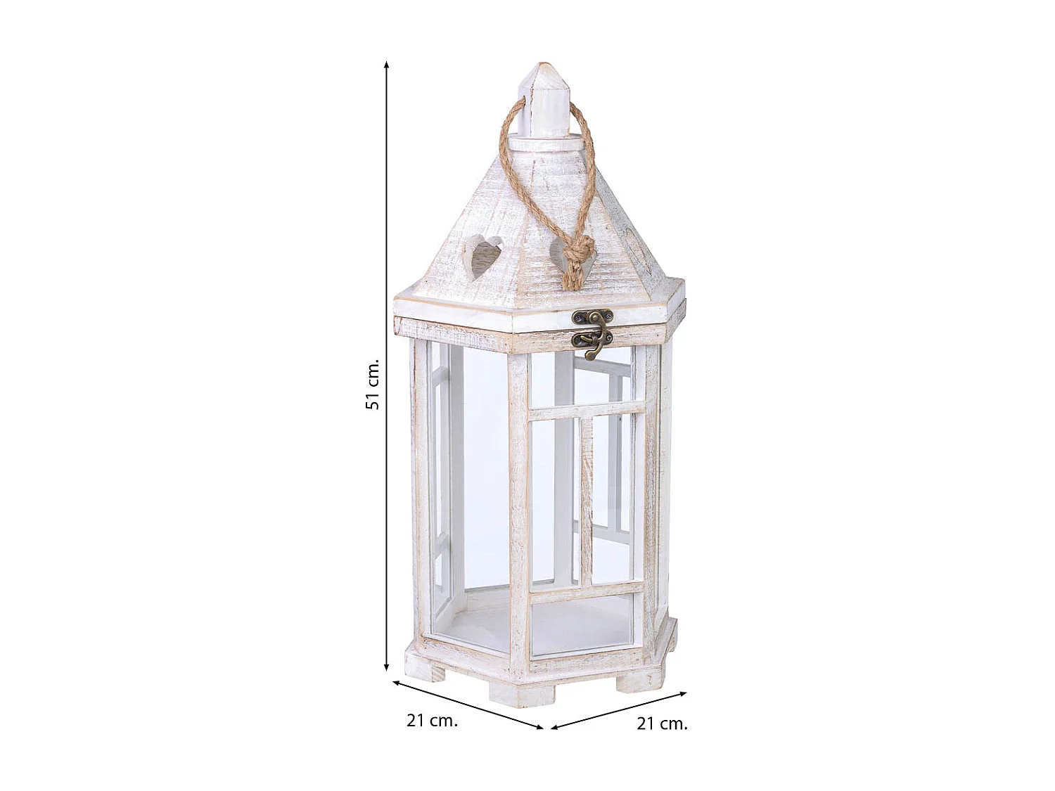 Farol portavelas de madera 22x22x51h cm