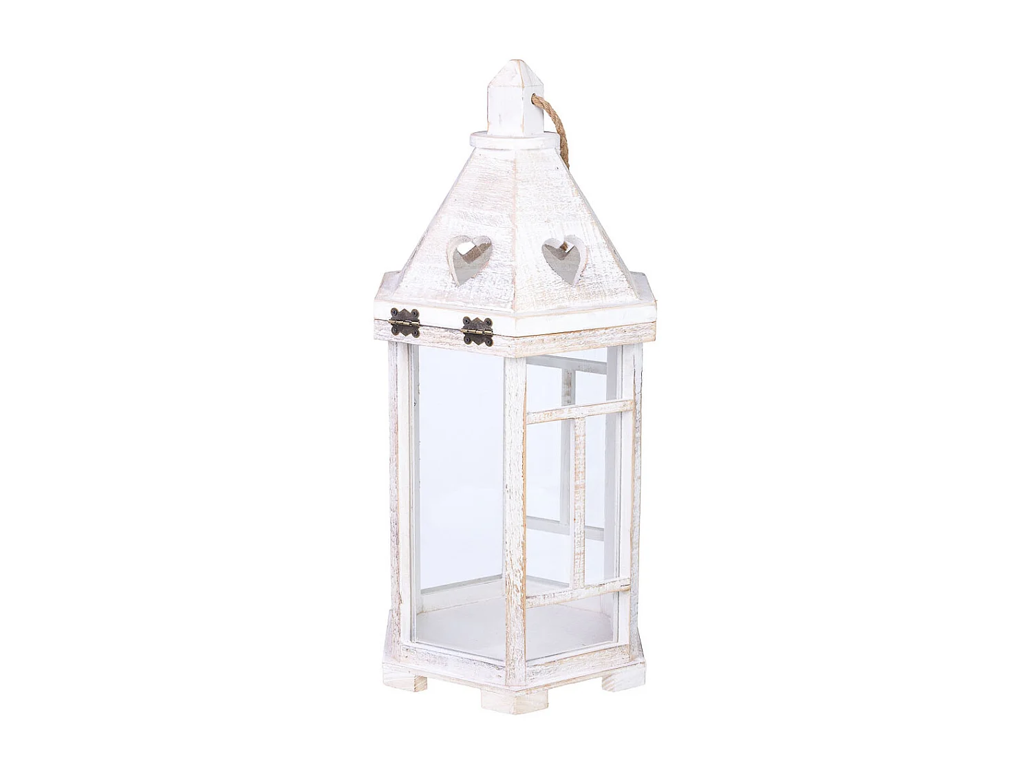 Farol portavelas de madera 22x22x51h cm