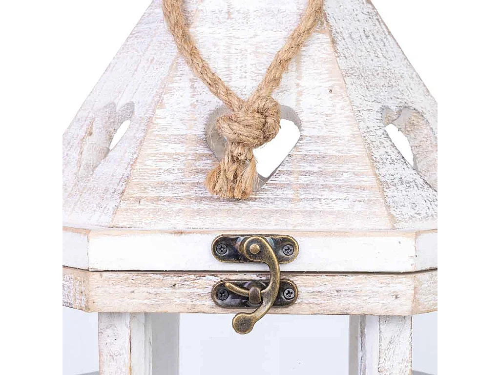 Farol portavelas de madera 22x22x51h cm