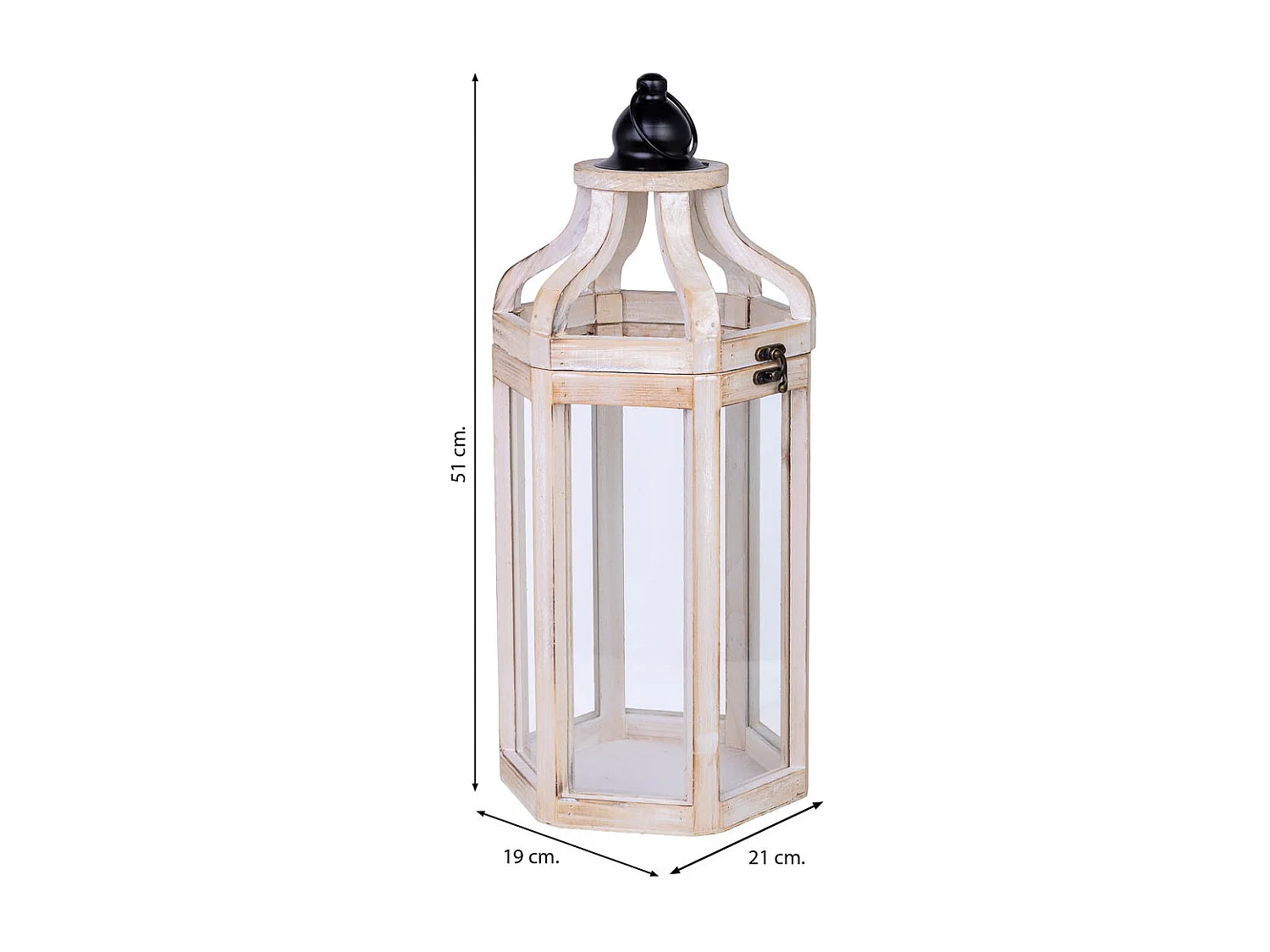 Lanterna de madeira 21x19x51h cm