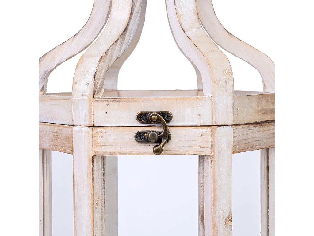 Farol portavelas de madera 21x19x51h cm