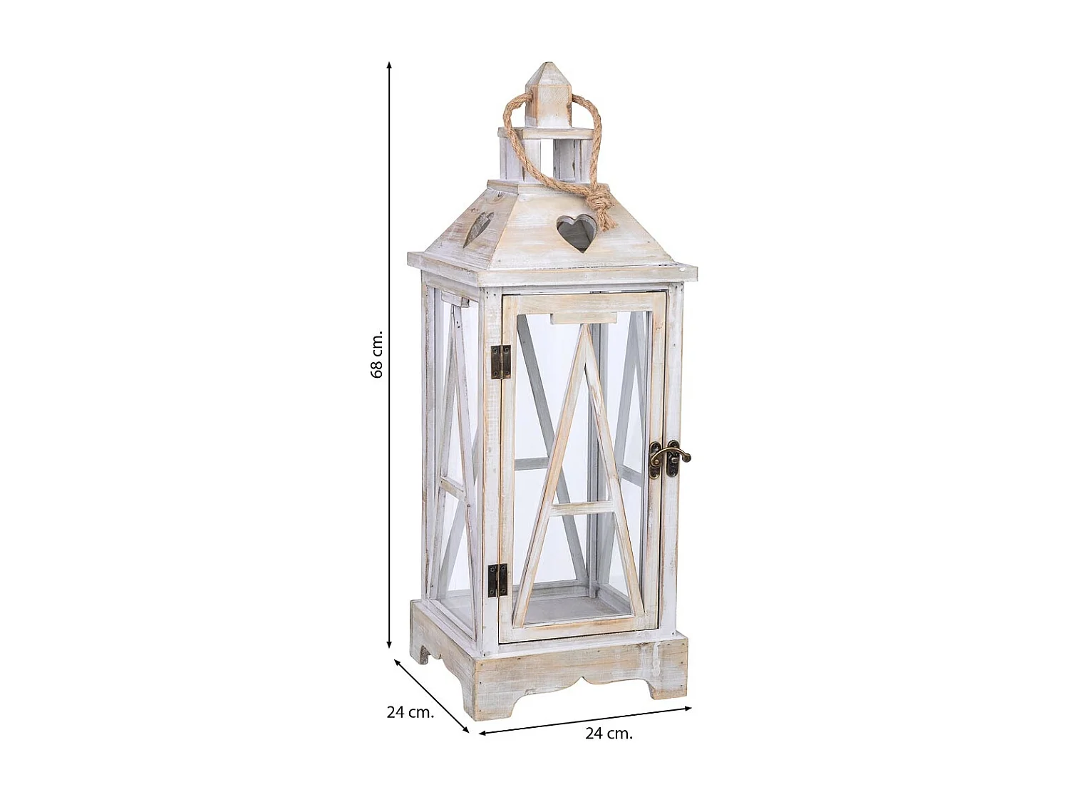 Farol de madera 24x24x68h cm