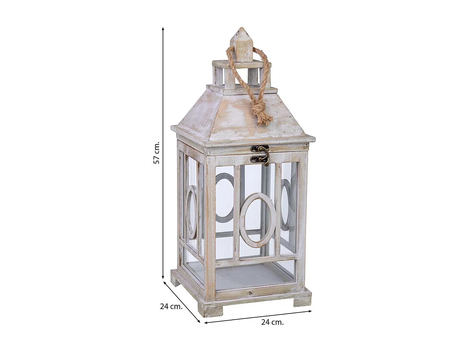Farol de madera 24x24x57h cm